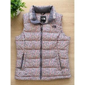 The North Face Nuptse 700 Down Puffer Vest Womens Medium Geometric Diamond Print